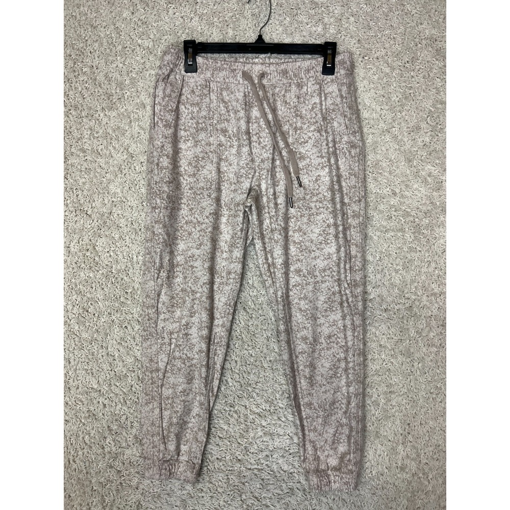 Athleta Farallon Jogger Sweatpants Small Beige Pebbles Pattern Stretch Pockets